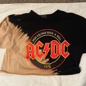 From h&m,black/bleached,AC/DC,semi cropped shirt